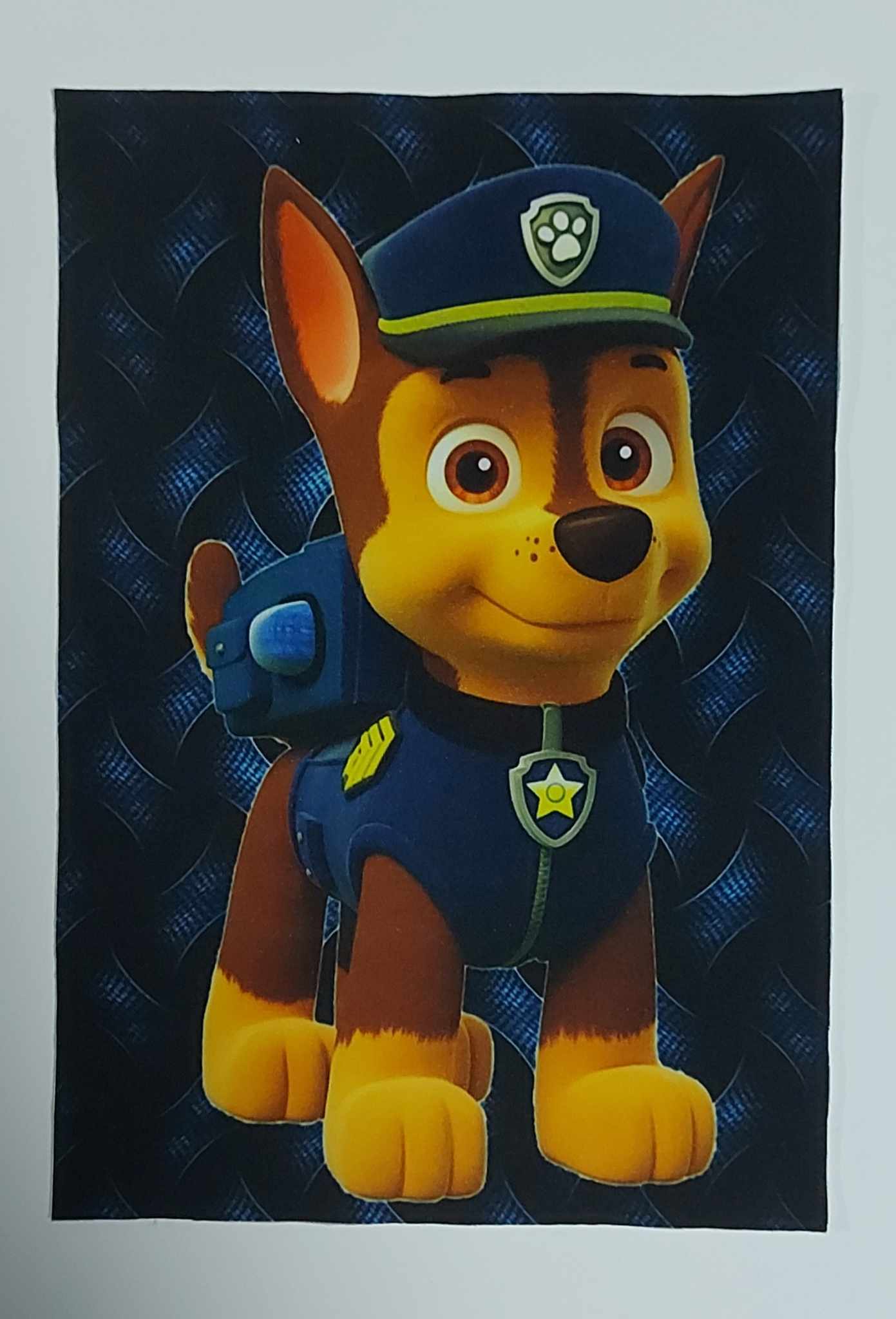 Sofftshelový panel 14cm x 20cm ,pes v modrém