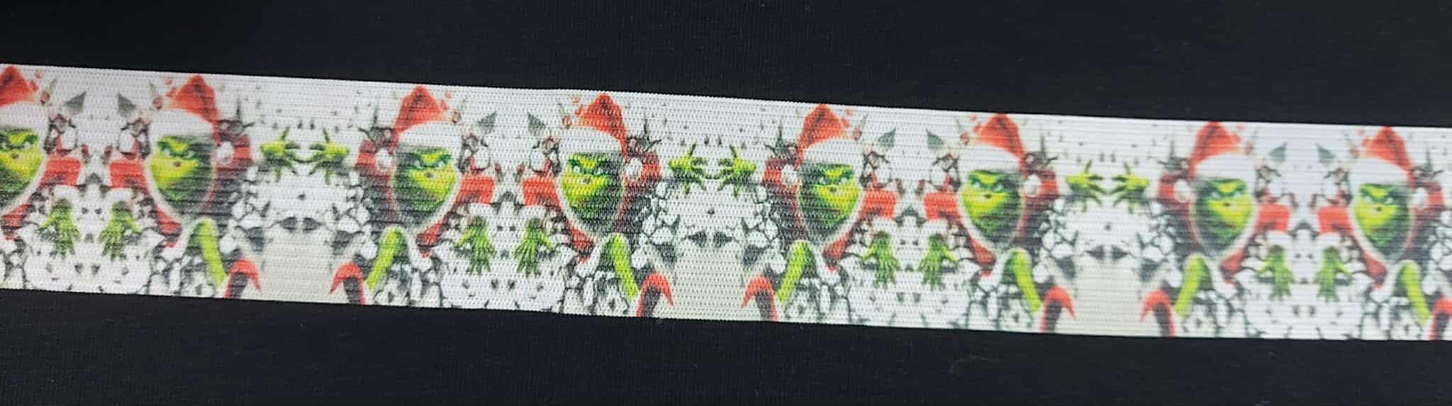 Galonová potištěná guma 4cm/95cm Grinch