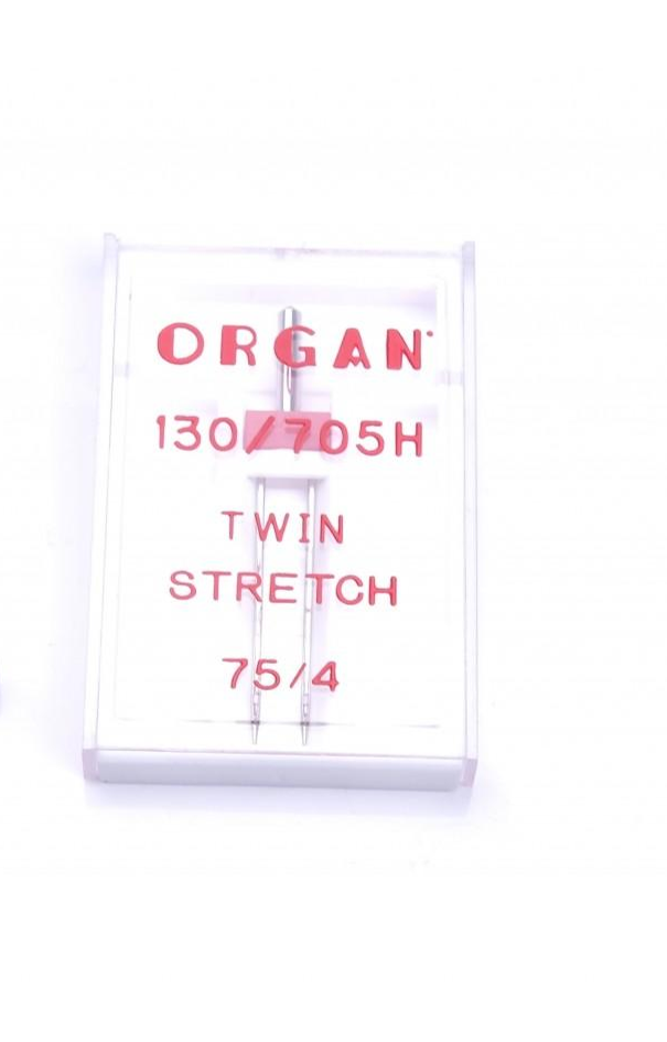 Strojové jehly Dvojjehla-Organ 130/705H Twin Stretch 75/4
