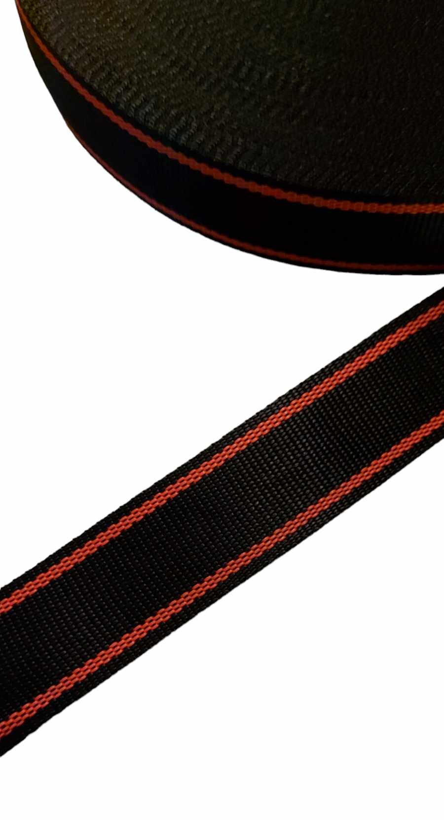 Popruh 40 mm černá s červenými proužky