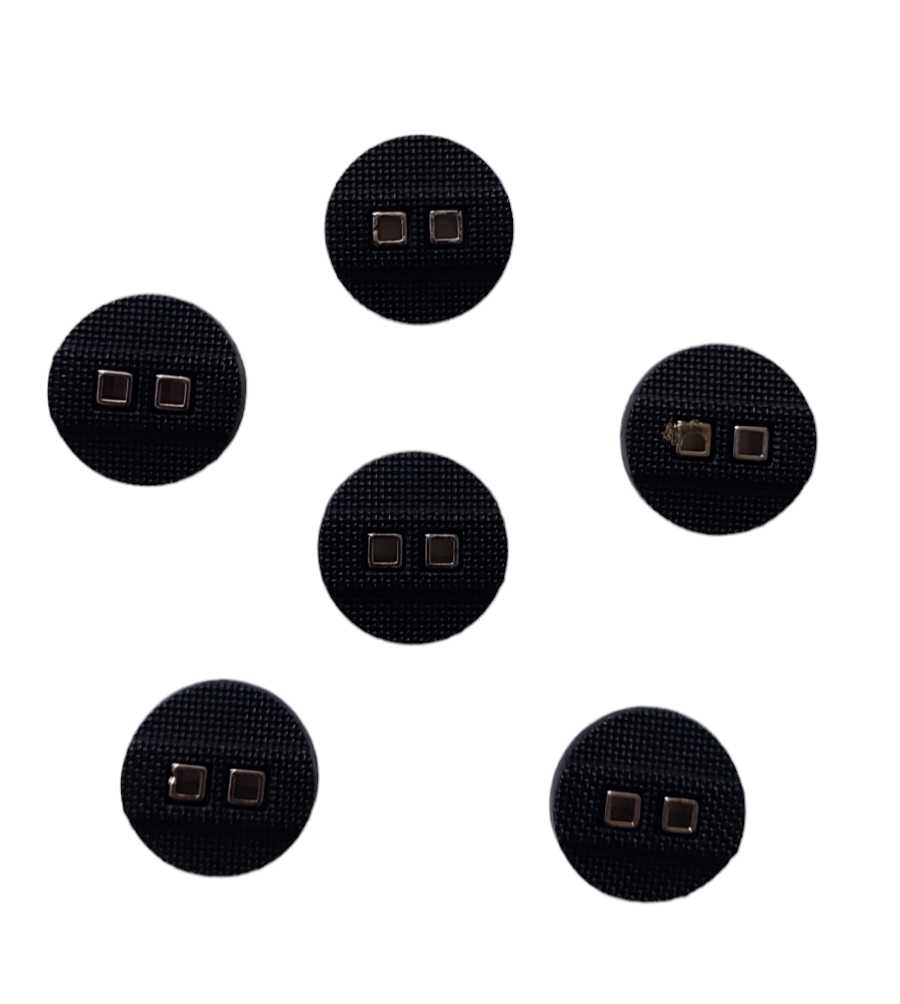 Knoflík oděvní vel.34 - 21,5mm černo-stříbrný