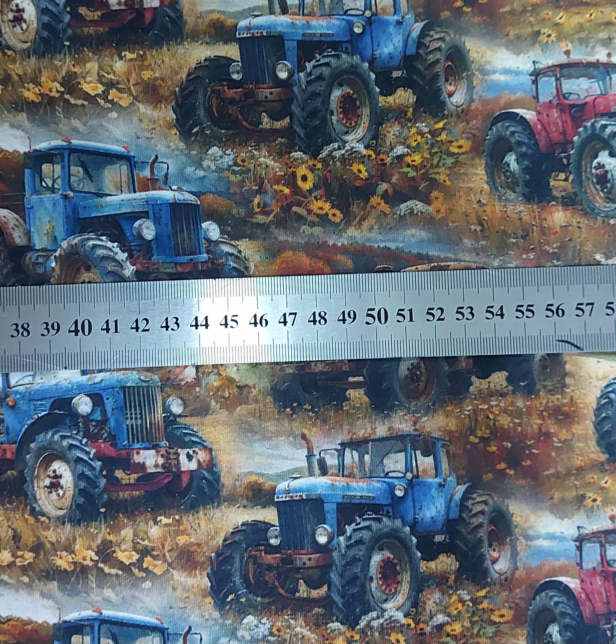 Úplet - modrý a červený traktor