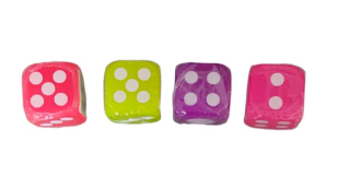 Gumová hrací kostka v barvě neon žlutá