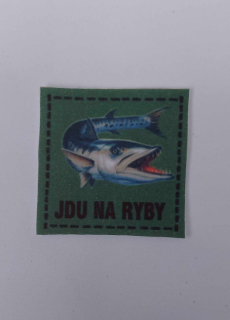 Látková nášivka - Jdu na ryby